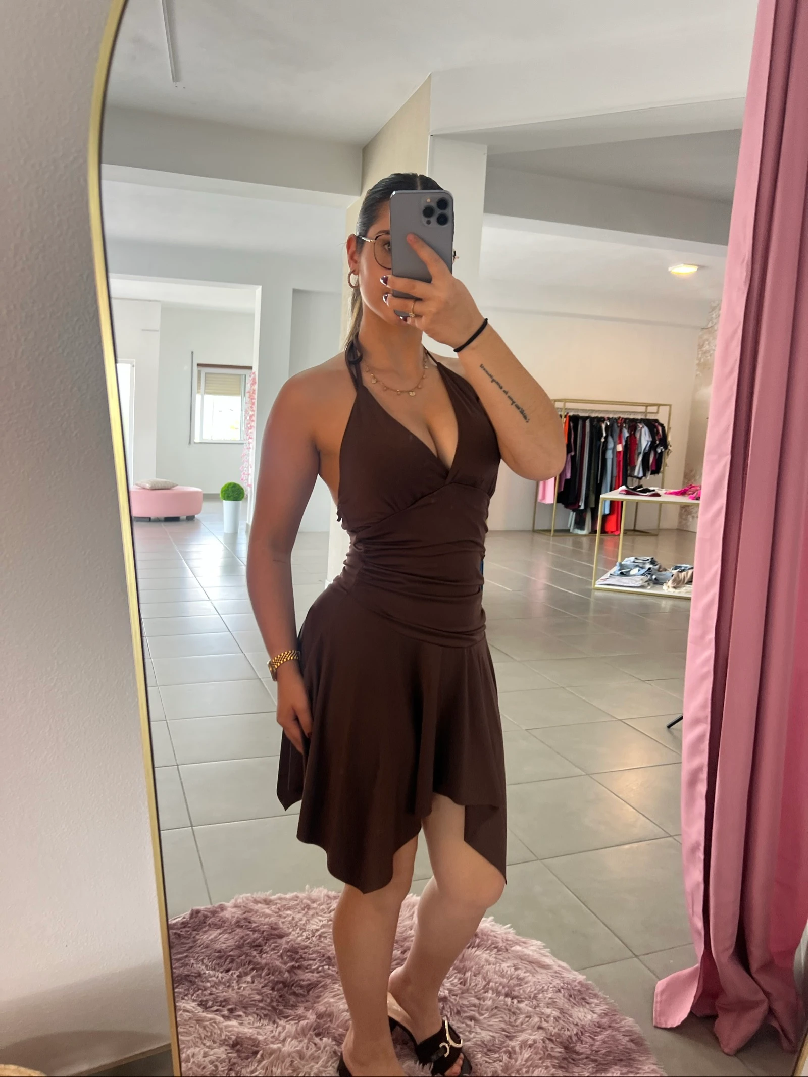 🤎 Robe courte marron dos nu – Taille unique 🤎